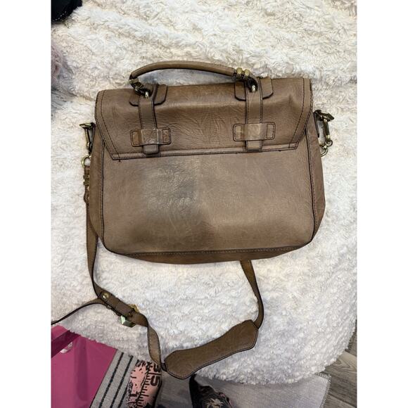 orYANY Brown Leather Pushlock Briefcase Messenger Crossbody Bag - Picture 5 of 10